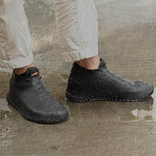 Hydream Silicone Shoe Cover Waterproof, Reusable Boot Shoes Covers with Zipper,Non Slip Rain Snow Bowling Travel Indoor Outdoor Overshoe Rubber Protectors for Men Women Kids