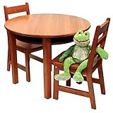 Lipper International 524P Child's Round Table with Shelf and 2 Chairs, Pecan Finish
