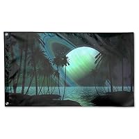 Colby Keats Saturn Planet Palm Trees Garden Lawn Flags Indoor Outdoor Decoration Home Banner Polyester Sports Fan Flags 3 X 5 Foot