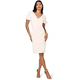 Adrianna Papell, Knit Crepe Short Dress, Ivory, 10
