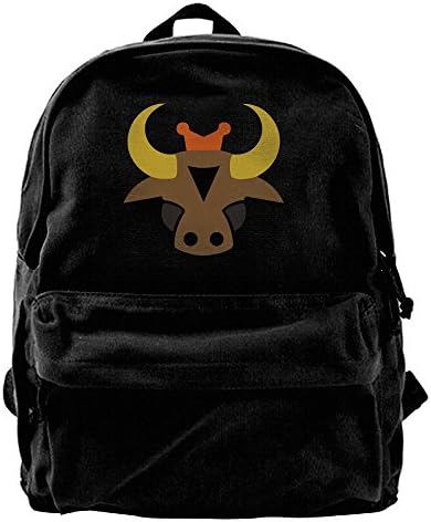 Easten Zadiac Animals Ox Man And Women Large Vintage Canvas Backpack School Laptop Bag Hiking Travel Rucksack
