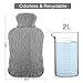 U UBEGOOD Hot Water Bottle with Knit Cover, Classic Transparent Hot Water Bag for Pain Relief, Staying Warm, Gift for Women and Girls (2 Liters, Blue/Gray)