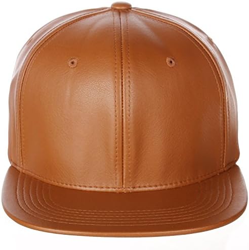 American Cities Plain Faux Leather Flat Bill Visor Snapback Classic Hat Cap