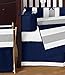 Sweet Jojo Designs 9-Piece Modern Navy Blue and Gray Stripe Print Boys Baby Bedding Crib Set with Bumper