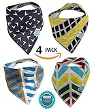 2016 100% Organic Cotton Bandana Baby Bibs With Snaps | Cute Boys Girls Unisex | Absorbent Burp Teething Bib by Yarrdee | Perfect Shower Holiday Gift