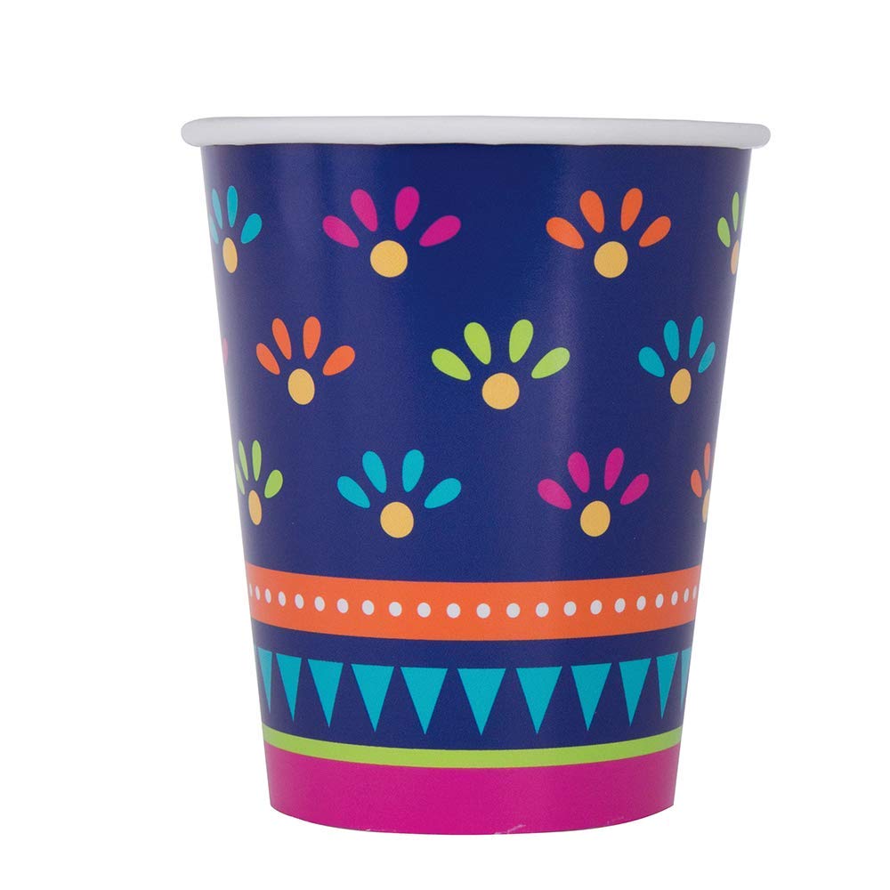 Boho Fiesta Paper Cups (14cm) - Vibrant & Stylish Party Drinkware - Perfect for Birthdays, Celebrations & Outdoor Events - 8ct