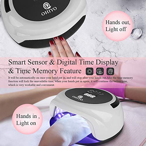 OHIYO Nail Dryer, UV Nail Lamp 75W Led Nail Curing Lamp, Nail Polish Dryer LED Curing Light UV Lamp for Gel Nails 4Timer Setting, Memory Function For Manicure Gel Nail Polish, Fingernail & Toenail - Thumbnail 2