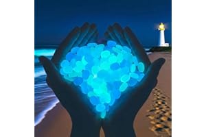 200 Pcs Glowing Rocks, Blue Glow Pebbles for Garden, Yard, Walkway, Aquarium & Landscape Lighting, DIY Crafts