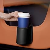 UHANBUT Leather Car Cup Holder, Hanging Automotive Back Seat Bottle Holders, Scratch-Resistant Vehicle Door Drink Holder, Clip-On Auto Organizer Accessories for Soda Cans, Coffee (Black)