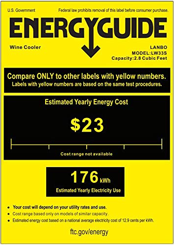LANBO Compact Wine Cellar Refrigerator, 33 Bottles Under Counter Compressor Wine Cooler, Black and Stainless Steel Trim