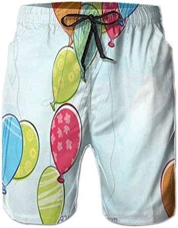 OWEDR Men's Quick Dry Colourful Balloon Swim Trunks Summer Workout Casual Shorts with Pockets