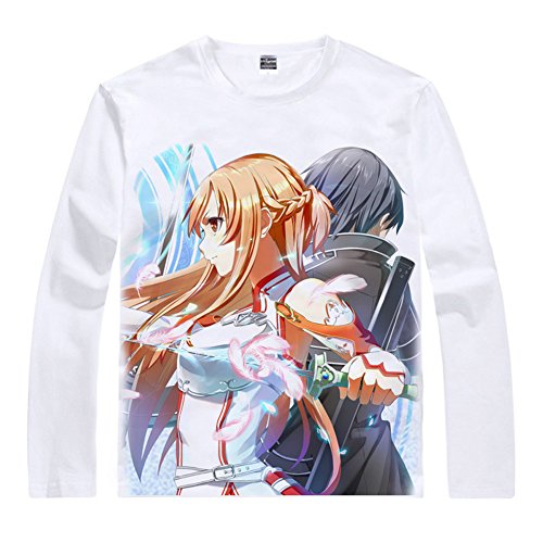 Women Men's Sword Art Online Kirito Asuna Shirts Adult Long Sleeve