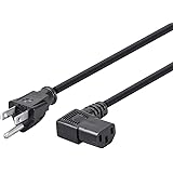 Monoprice Right Angle Power Cord - NEMA 5-15P to Right Angle IEC 60320 C13, 15 Amp, 1875 Watt, 125 Volt, 14AWG, 2 Feet, Black