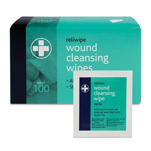R.M 745 Reliwipe Wound Cleansing Wipes, Sterile (Pack of 100), Green
