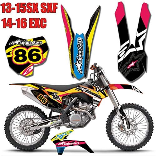 3M Customized Motorcycle Bike Team Graphics Stickers Background Decals for KTM 125 200 250 300 450 500 EXC XCW XCF XCFW EXCF 2014 2015 2016 (TZ-KTM-SX35-01)