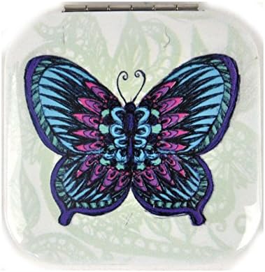 Blue Butterfly - Square Compact Handbag Mirror by Laura Billingham