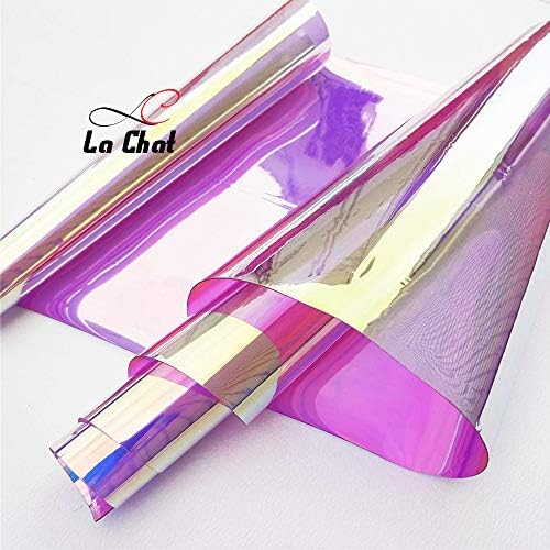 La Chat PVC Holographic Clear Film 5 Yards Width 37" Roll Mirrored Foil Holographic Vinyl Graphic Fabric for Shoes Bag Sewing Patchwork DIY Bow Craft Applique (Fuschia)