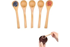 Small Wooden Teaspoons Set, 5 Pcs 5.1in Mini Sugar Spoons - Ideal for Seasoning, Bath Salt, Stirring, Art Production, and Cof