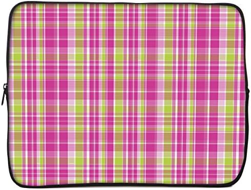 Designer Sleeves 14.1" Neoprene Laptop Bag Case Designed, Pink &amp; Green Plaid (14GS2P-PGP)