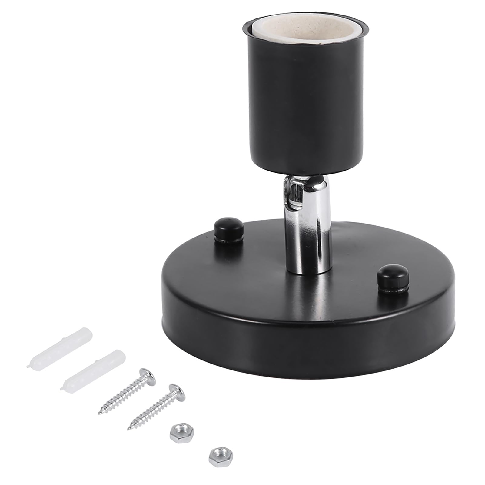 Lamp Base for E27 Bulb, 180 Degree Rotating Modern Ceiling Lamp Holder, Adjustable Wall Mount Light Bulb Holder Suitable for Living Room Kitchen Dining Room Corridor (Black)