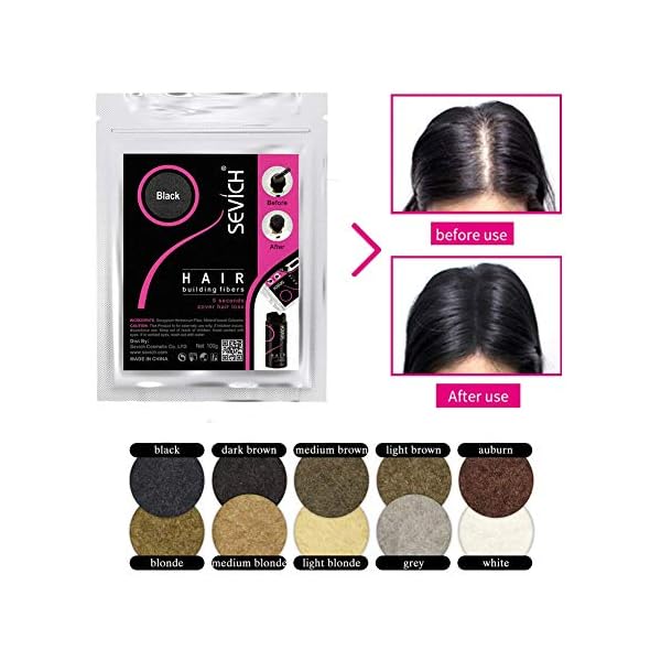 SEVICH Hair Fibers - Hair Rebuilding Fibers Original Refill, Nature Keratin Fibers for Thin Hair, 100g - Dark Brown