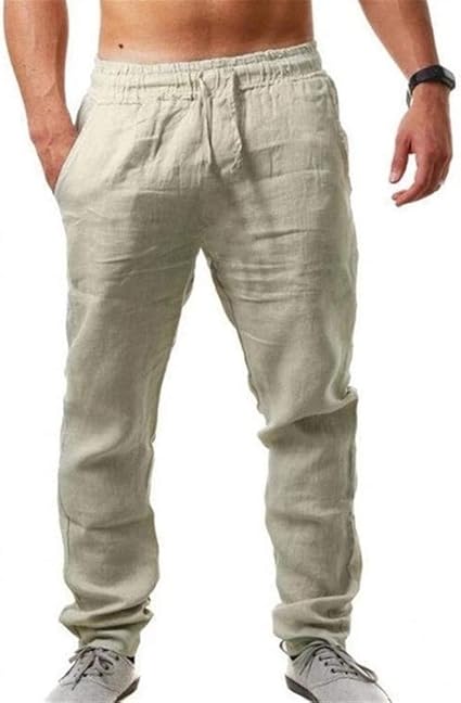 Amazon Co Jp メンズカジュアルパンツ夏メンズコットンパンツルーズパンツ男性ソリッドハーレムリネンパンツパンツ D L ホーム キッチン