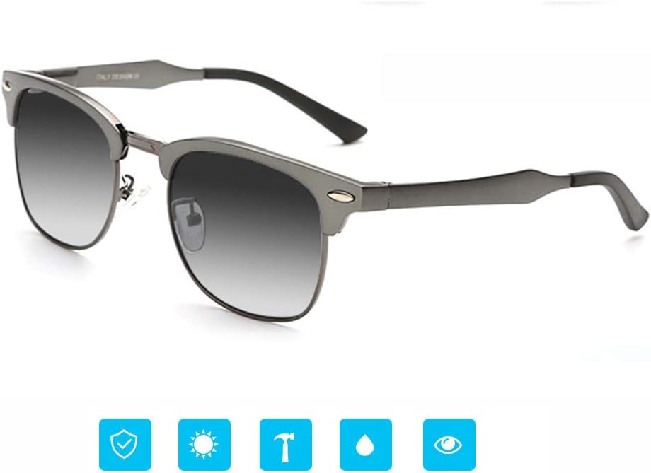 HQMGLASSES Sunglasses Transition Photochromic Reading Glasses,Progressive multifocal Presbyopic Eyeglasses Men Aluminum-Magnesium Alloy Glasses Diopter +1.0 to +3.0,Gray,+1.5