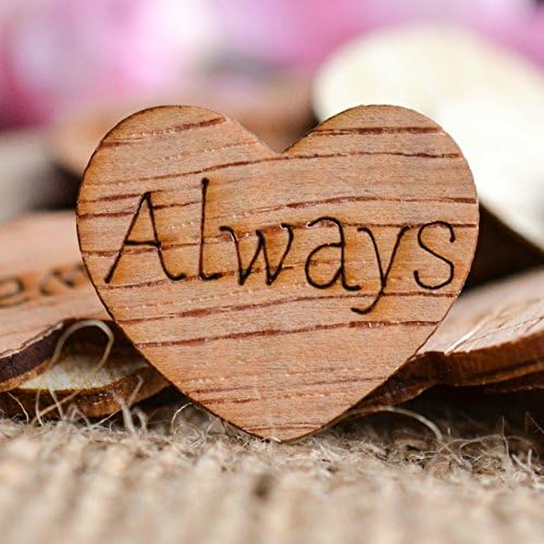 Always Wood Hearts Confetti 1" - Rustic Wedding Decor