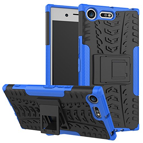 Sony Xperia XZ Premium case,Yiakeng Shock Absorbing Dual Layer Protective Fit Armor Case Cover Shell For Sony G8141, Sony Xperia XZ Premium Dual 5.5" (Blue)