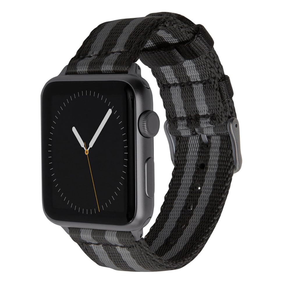 Archer Watch Straps - Seat Belt Nylon Straps for Apple Watch (Black/Gray, Space Gray, 44/45/46/49mm)
