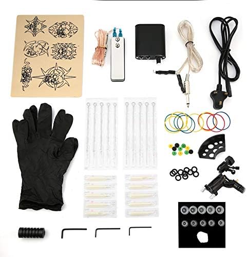 Black Dragonfly Tattoo Complete Beginner Tattoo Kit Pro Machine Inks Power Supply Needle Grips Tips Tatto Accessories - UK Plug