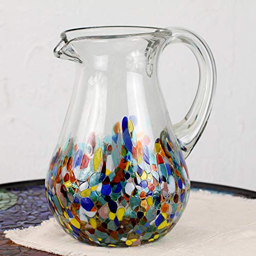 NOVICA Confetti Festival Blown Glass Pitcher - Thumbnail 5