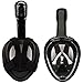 Full Face Snorkel Mask, Zeeshy 180º Panoramic View Diving Scuba Mask Easy breath with Anti-Fog and Anti-Leak with Adjustable Head Straps Design for Adults,Youth,kids ( BLACK-S/M )