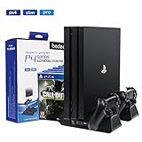 bedee PlayStation Ladestation Ständ, 4-in-1 PS4 Vertikaler Standfuß Kühler Lüfte