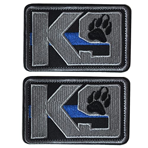 TACVEL K9 Crossbone Killer Attack Police Dog Patch, Hook and Loop Fastener Patch for Service Animal Vest (K9 Blue line)