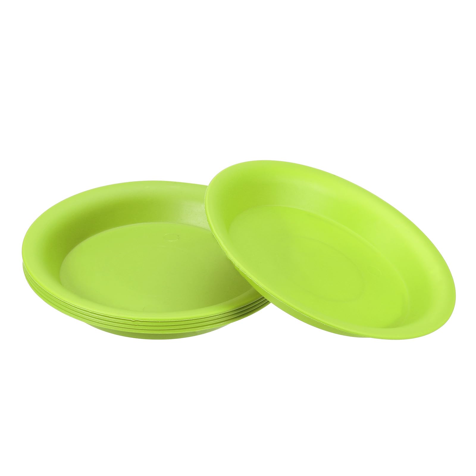 PATIKIL 5 Inch Plant Saucer Tray, 5 Pack Plastic Drip Tray Round Collects Excess Water Flower Pot Drainage Trays for Heavy Indoor Outdoor Pans, Green