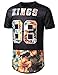 URBANCREWS Men's Hipster Hip Hop Graphic Print Mesh Trim Longline Jersey T-Shirt