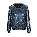 HaoDuoYi Womens Sparkle Sequin Sport Bomber Jacket