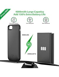 Funda de batería para iPhone 6 y 6S, 4000 mAh, portátil, funda de carga protectora para iPhone 6 y 6S (4,7 pulgadas)