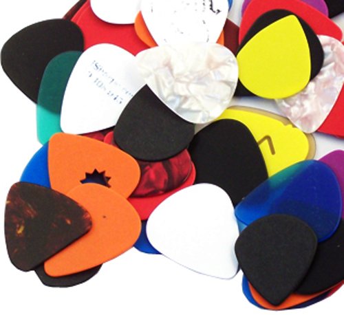 100 Assorted JMS Guitar Picks with Includes Various Sizes and Materials
