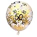 MEYSIMOON 40th Birthday Decorations 15pcs Clear Balloons with Gold Confetti Filled Printed 40 Latex Balloon for Happy 40 Year Old Birthday Party Favor (50th confetti)
