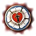 LUTHER ROSE SEAL LUTHERAN SYMBOL CHRISTIAN CROSS GOLD ENAMEL LAPEL PIN SIZE 1