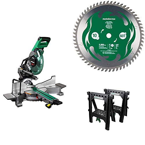 Metabo HPT 10Inch Sliding Miter Saw with 10Inch Fine Finish Blade and