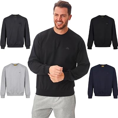Iron Mountain Men’s Fleece Jumper Crew Neck Sweatshirt Black 3XL