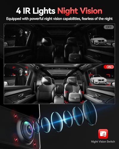 REDTIGER 530° Dash Cam 3 Channel, 2.5K+2.5K+1080P Triple Car Camera, IR Night Vision, Touch Screen, Dashcam for Front Inside Rear Included WiFi GPS, 24H Parking Mode, No SD Card Included(VP20) | 1440P HD Car Camera, 4 IR Night Vision, Built-in GPS, WiFi APP Control, Loop & Lock Video Surveillance, 24H Parking Mode