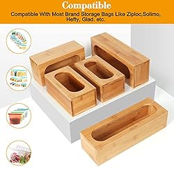 Bamboo Ziplock Bag Organizer For Drawer, Food