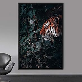 signwin Framed Canvas Wall Art Tiger Animals Chic...
