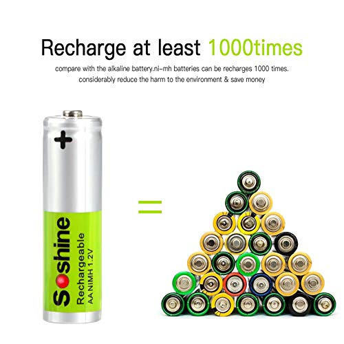 Soshine nimh aa Rechargeable Batteries 1300mAh 1.2V AA Solar