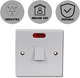 Invero 1 Gang 20 Amp Double Pole Water Heater Wall Switch White Red Neon view 5