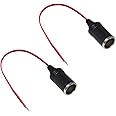 [2 Pack] KUNCAN 12V 1FT Car Cigarette Lighter Female Socket Extension Cable, Cigar Cable with Female Socket Connector for GPS/Dashcam Car Charger